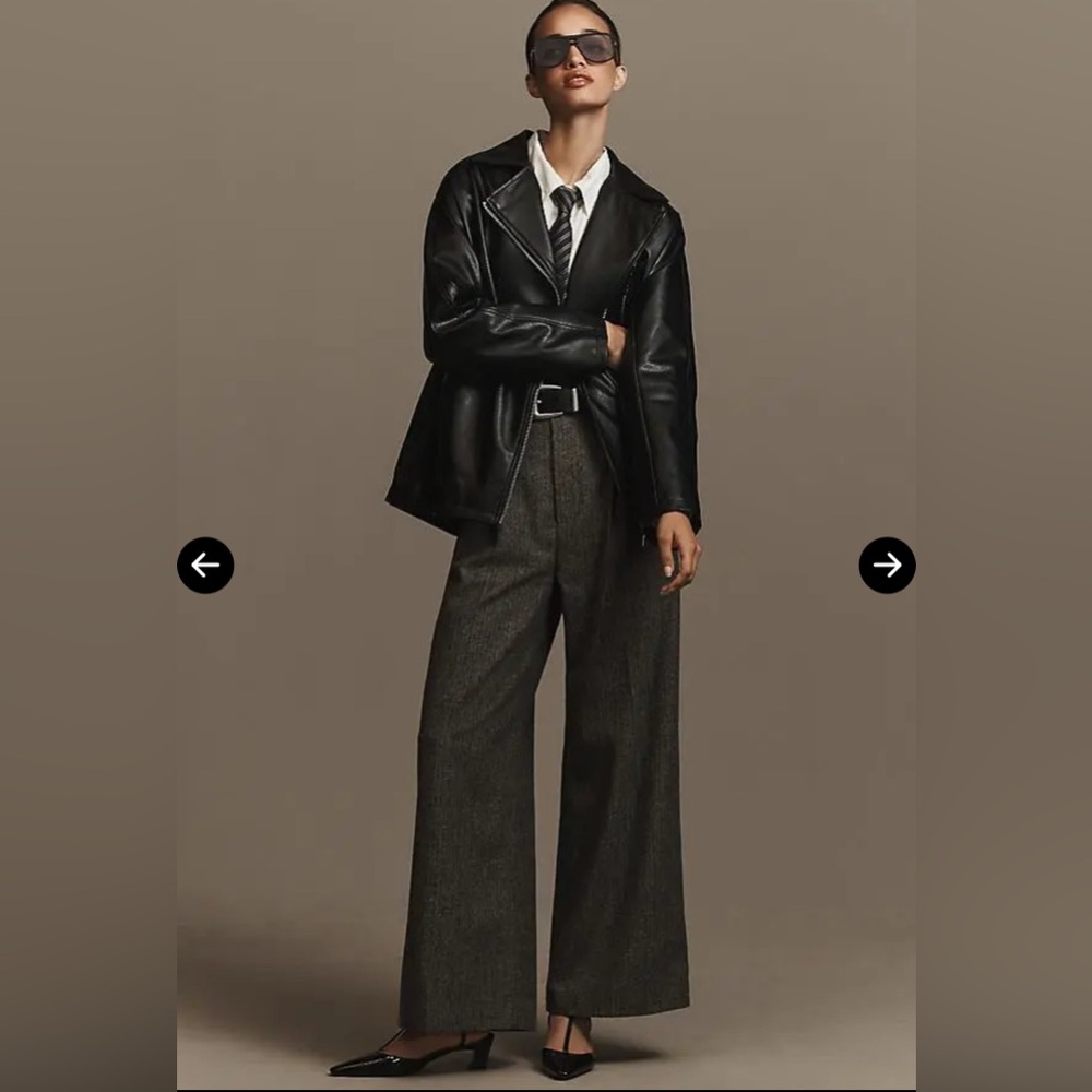 Anthropologie Maeve Oversized Faux-Leather Moto Jacket